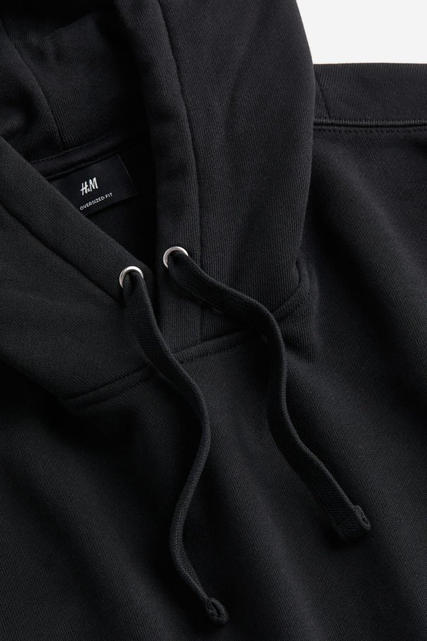 H&M Oversized Fit Cotton Hoodie Black
