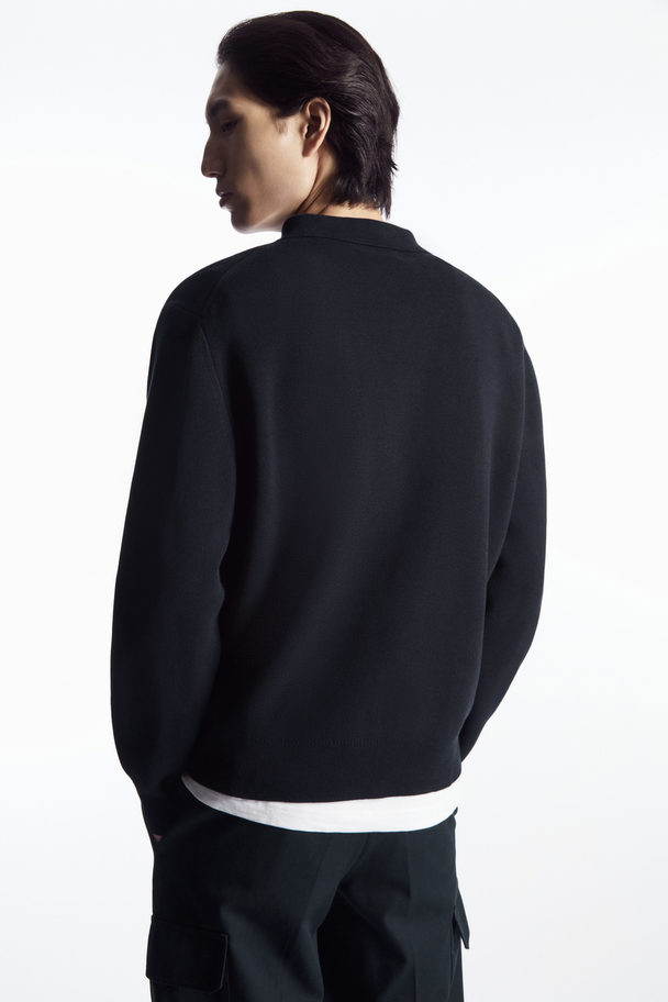 COS Minimal Knitted Polo Shirt Navy