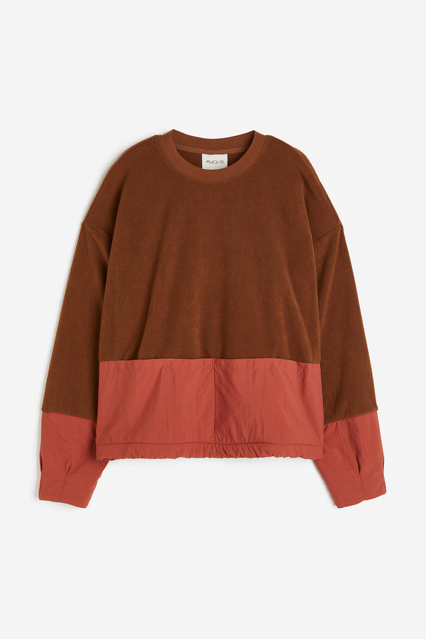 H&M Fleece Sweater Met Zakken Bruin/blokkleuren