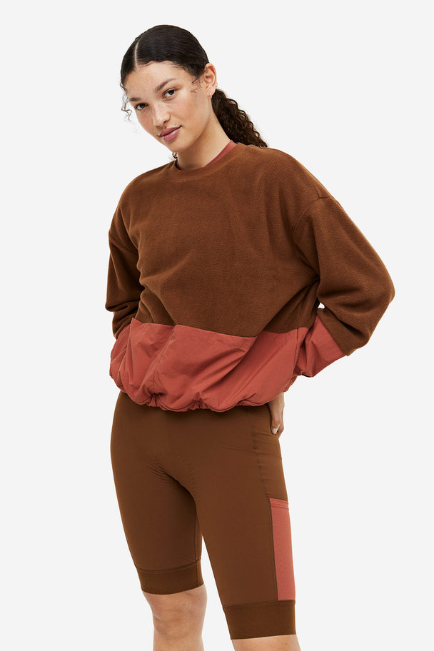 H&M Trøje I Fleece Med Lommedetalje Brun/blokfarvet