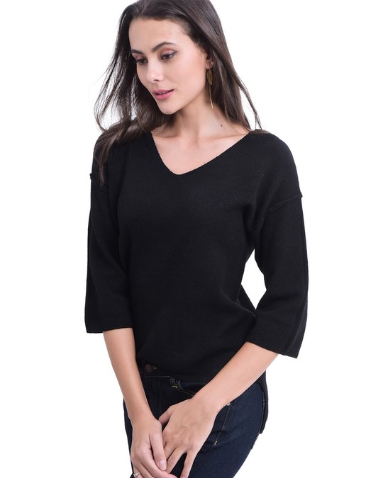 William de Faye V-neck Tunic With 3/4 Sleeves