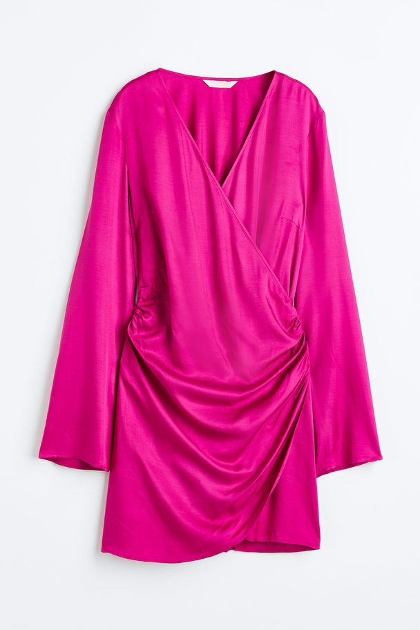 H&M Bodycon-Kleid mit Raffungen Fuchsia