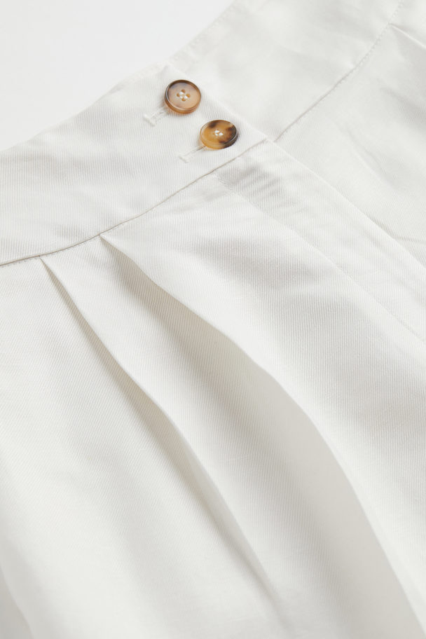 H&M Wide Linen-blend Shorts White