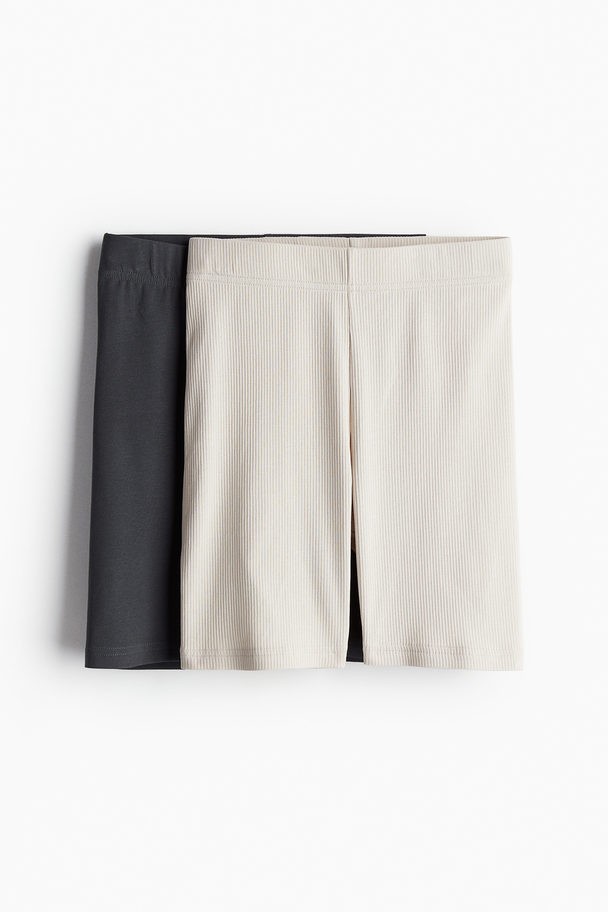 H&M Set Van 2 Fietsshorts Lichtbeige/donkergrijs