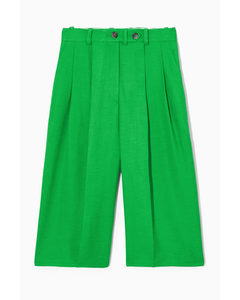 Tailored Linen-blend Bermuda Shorts Bright Green