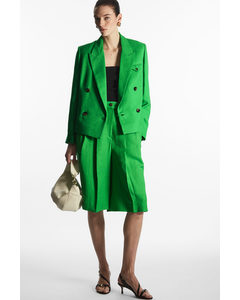 Tailored Linen-blend Bermuda Shorts Bright Green