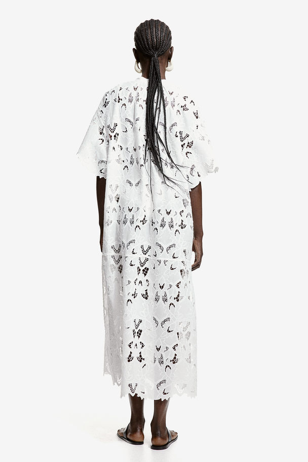 H&M Broderie Anglaise Kaftan Dress White