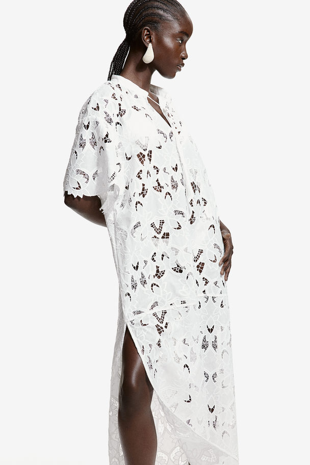 H&M Broderie Anglaise Kaftan Dress White