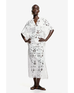 Broderie Anglaise Kaftan Dress White