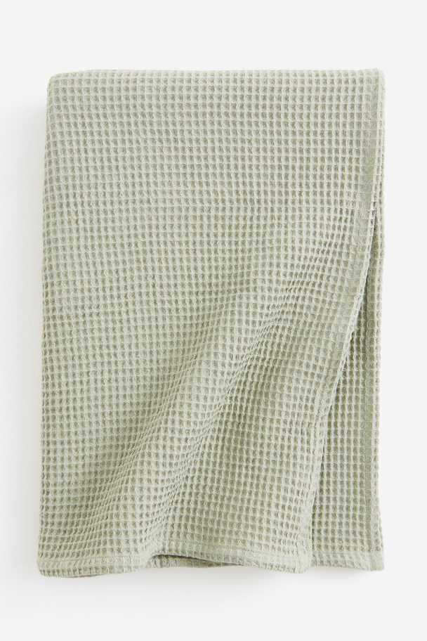 H&M HOME Waffled Cotton Blanket Light Green