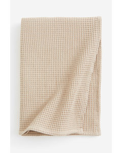 Waffled Cotton Blanket Beige