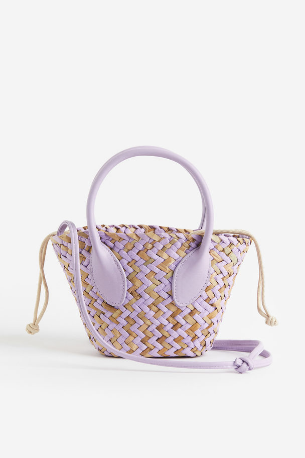 H&M Drawstring-detail Shoulder Bag Purple/beige