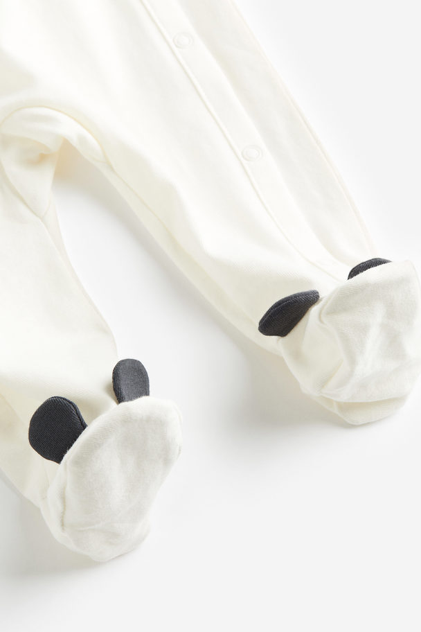 H&M Cotton Sleepsuit White/mickey Mouse