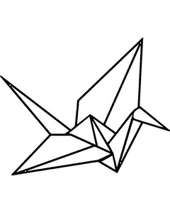 Homemania Väggdekoration Origami Crane Flat - Väggkonst - För Vardagsrum, Sovrum - Svart Metall, 41 X 0,15 X 33 Cm