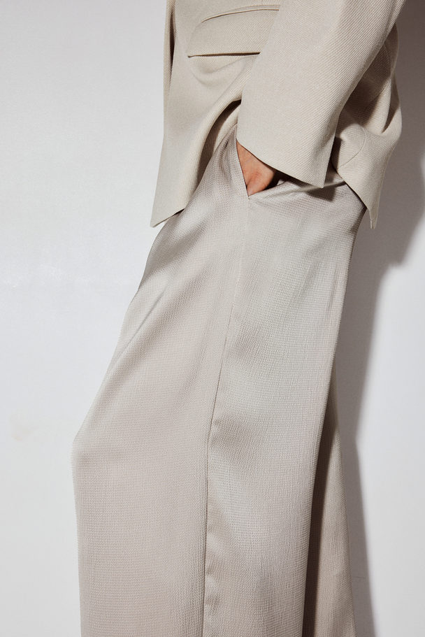 H&M Wide Pull-on Trousers Light Beige