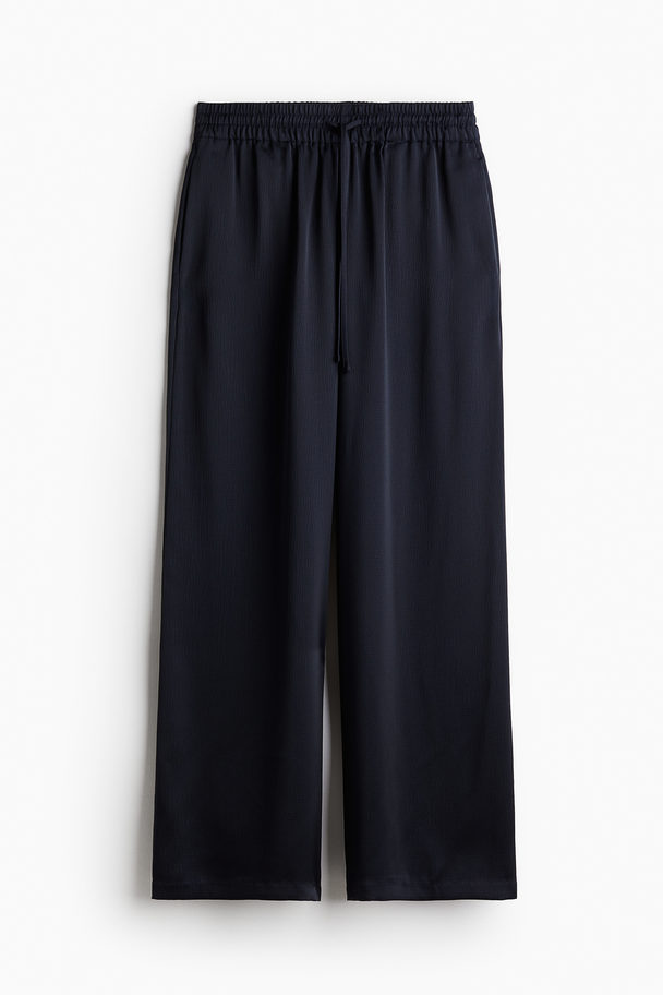 H&M Wide Pull-on Trousers Navy Blue