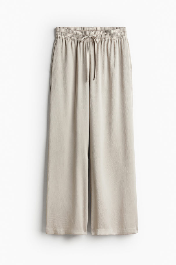 H&M Wide Pull-on Trousers Light Beige