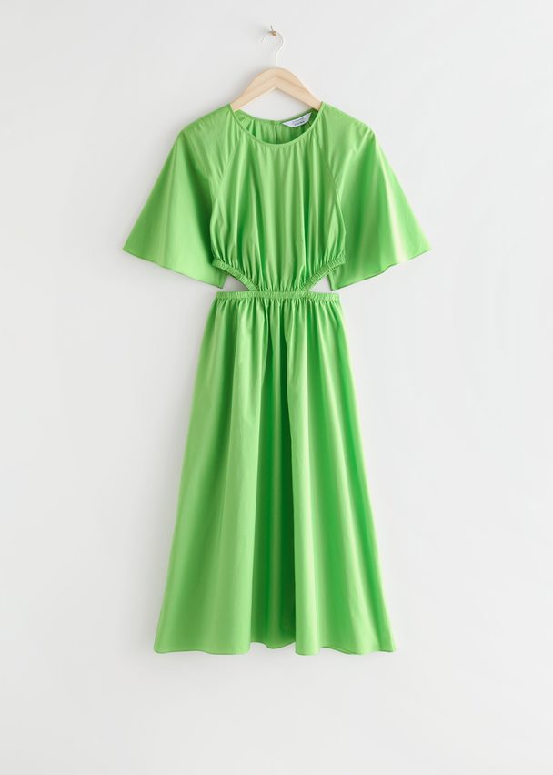 & Other Stories Cut-out Waist Midi Dress Green