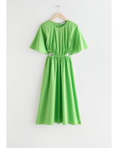 Cut-out Waist Midi Dress Green