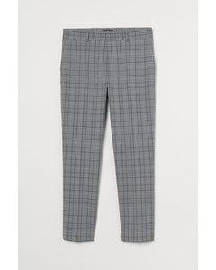 Slim Fit Cropped Trousers Grey/checked