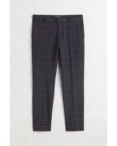 Slim Fit Cropped Trousers Dark Grey/checked