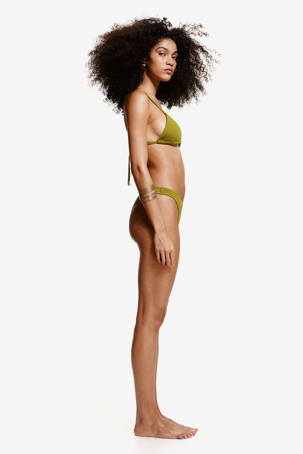 H&M Wattiertes Triangel-Bikinitop Olivgrün