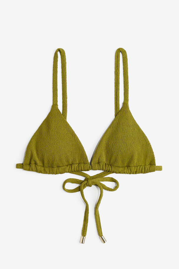 H&M Wattiertes Triangel-Bikinitop Olivgrün