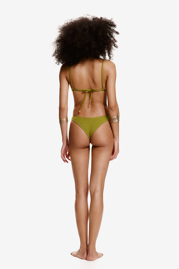 H&M Wattiertes Triangel-Bikinitop Olivgrün