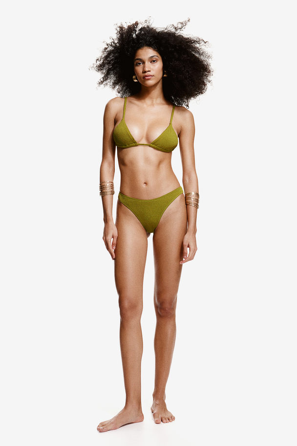 H&M Wattiertes Triangel-Bikinitop Olivgrün