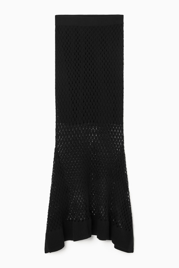 COS Asymmetric Open-knit Skirt Black