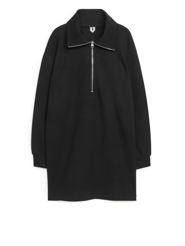 Arket High-collar Sweatshirt Dress Black