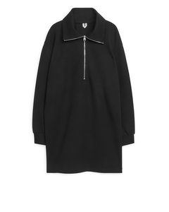 High-collar Sweatshirt Dress Black