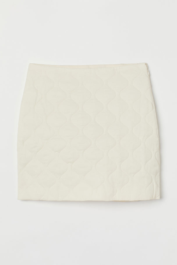 H&M Lyocell-blend Quilted Skirt White