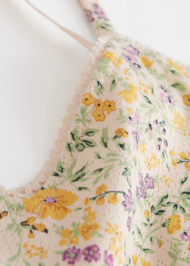 & Other Stories Scalloped Bodysuit Yellow Florals
