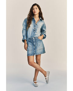 Denim A-linerok Denimblauw