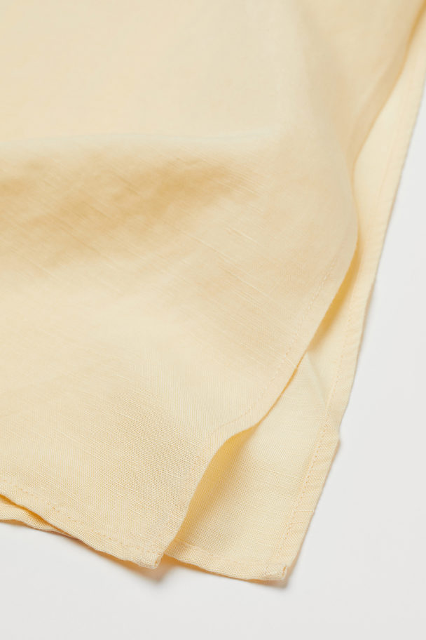 H&M Long Linen-blend Skirt Light Yellow