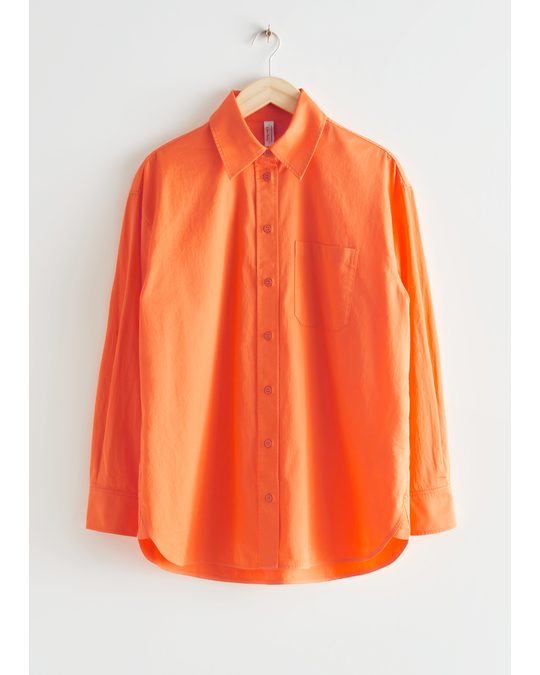 & Other Stories Oversized Chest Pocket Shirt Orange