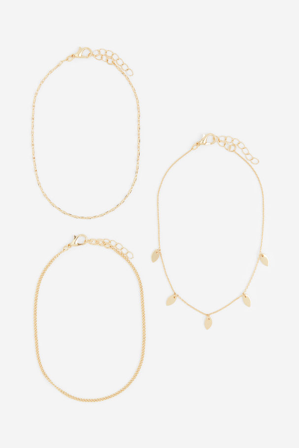 H&M Set Van 3 Enkelbandjes Goudkleurig