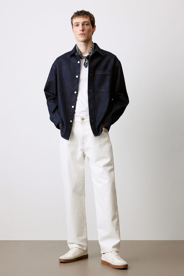 H&M Denim Overshirt - Regular Fit Donker Denimblauw