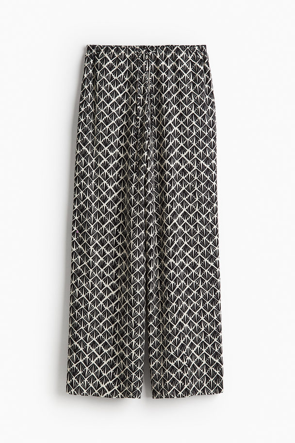 H&M Wijde Broek Van Viscose Zwart/dessin