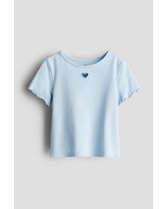 Printed T-shirt Light Blue/heart