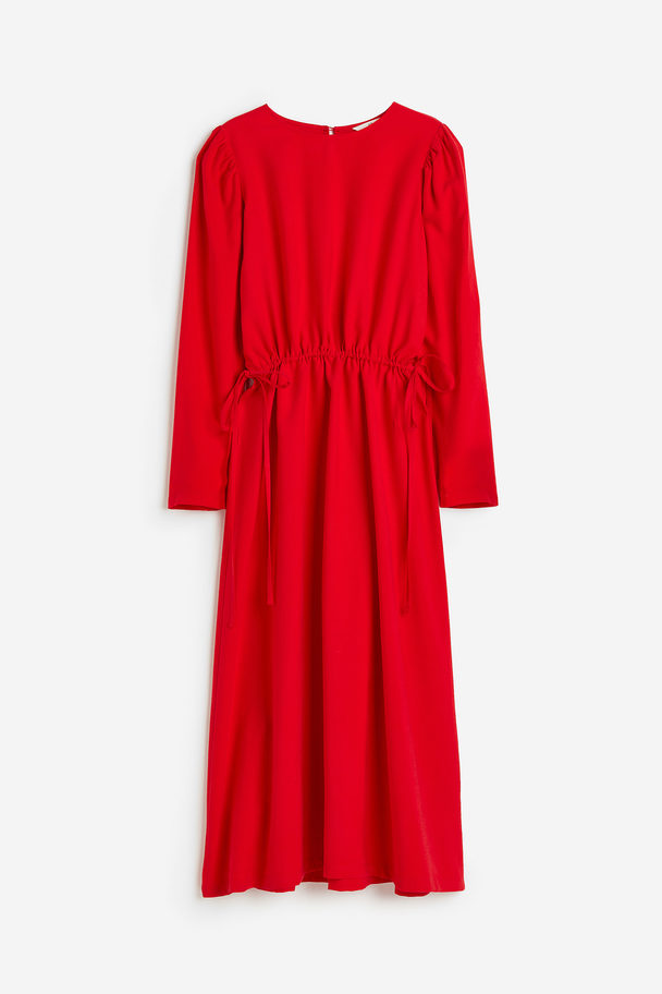 H&M Twill Drawstring Dress Bright Red