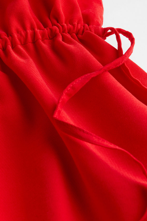H&M Twill Drawstring Dress Bright Red