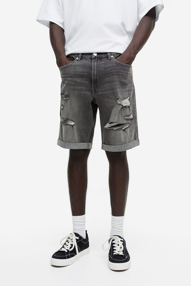 H&M Regular Denim Shorts Dark Grey