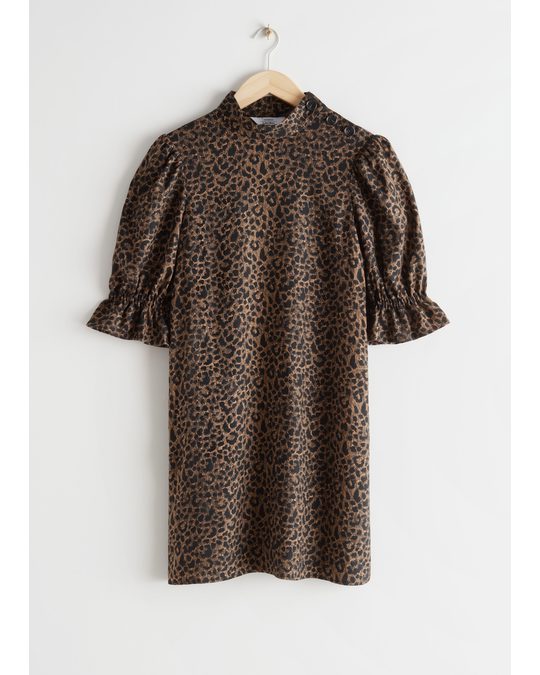 & Other Stories Puff Sleeve Mini Dress Leopard