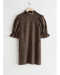Puff Sleeve Mini Dress Leopard