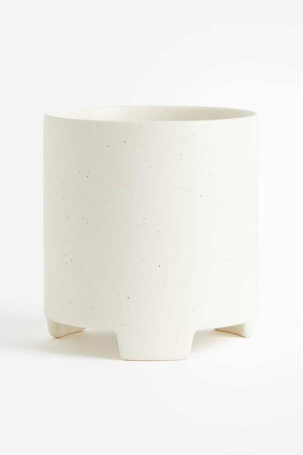 H&M HOME Stoneware Plant Pot White/speckled