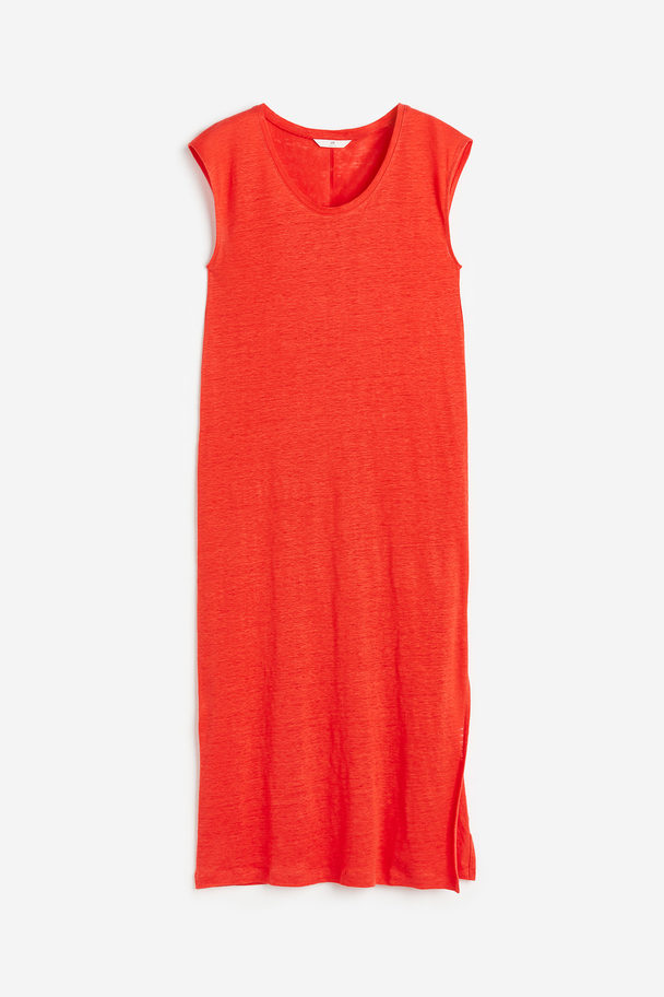 H&M Kleid aus Leinenjersey Rot