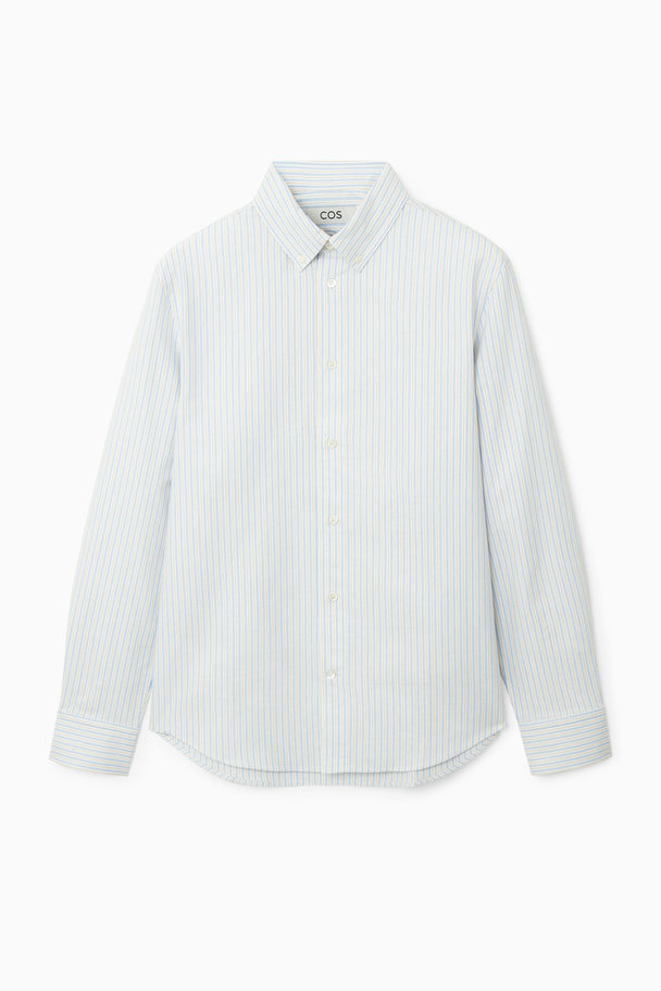 COS OXFORD-HEMD MIT BUTTON-DOWN-KRAGEN HELLBLAU/GESTREIFT