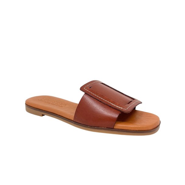 Liberitae Trivia Light Brown Leather Flat Sandal